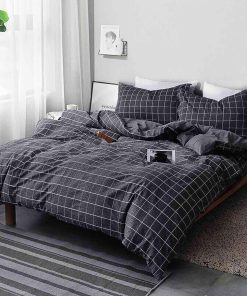 Set de Funda Nanko para Edredón Reina Cuadros Negros