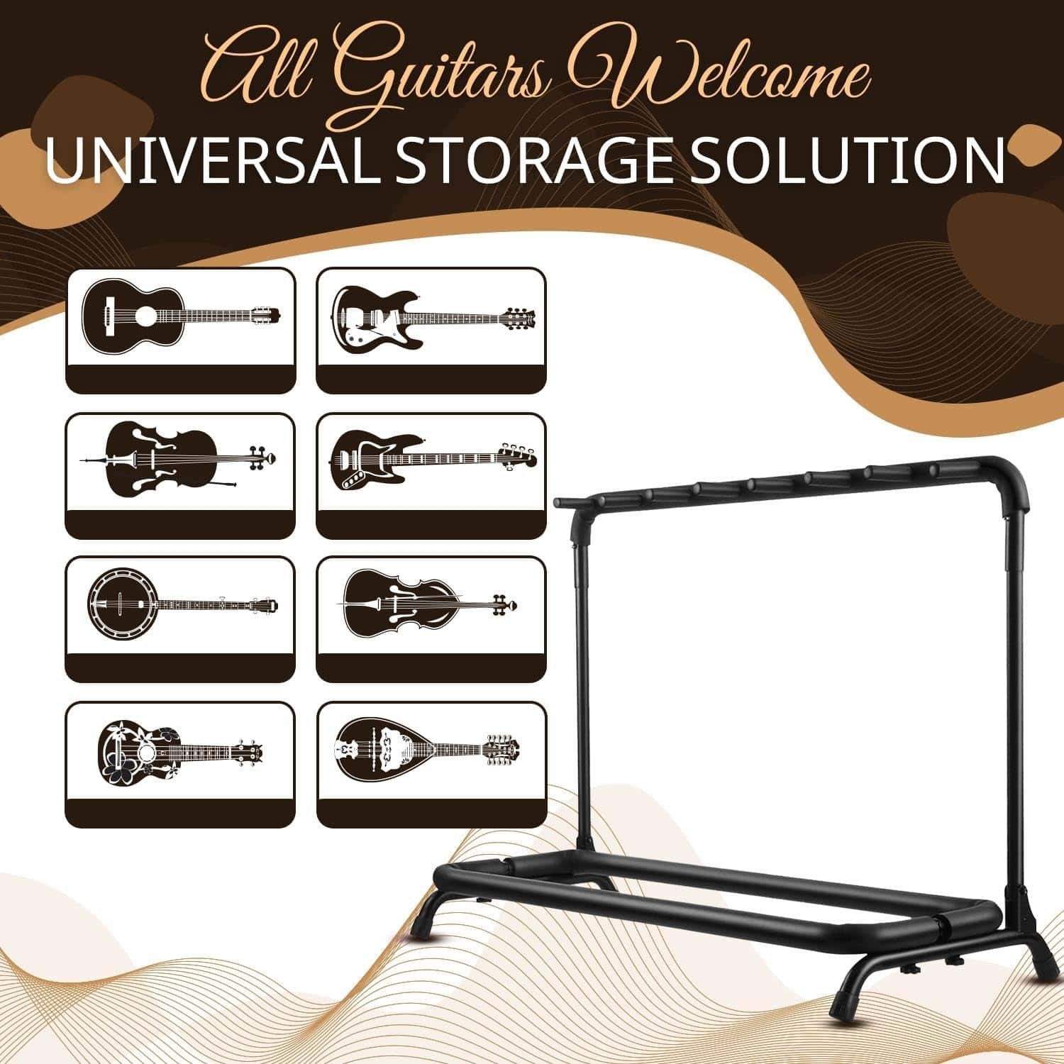 Flexzion 7 Guitar Stand Rack - Soporte de Metal para 7 - Imagen 5