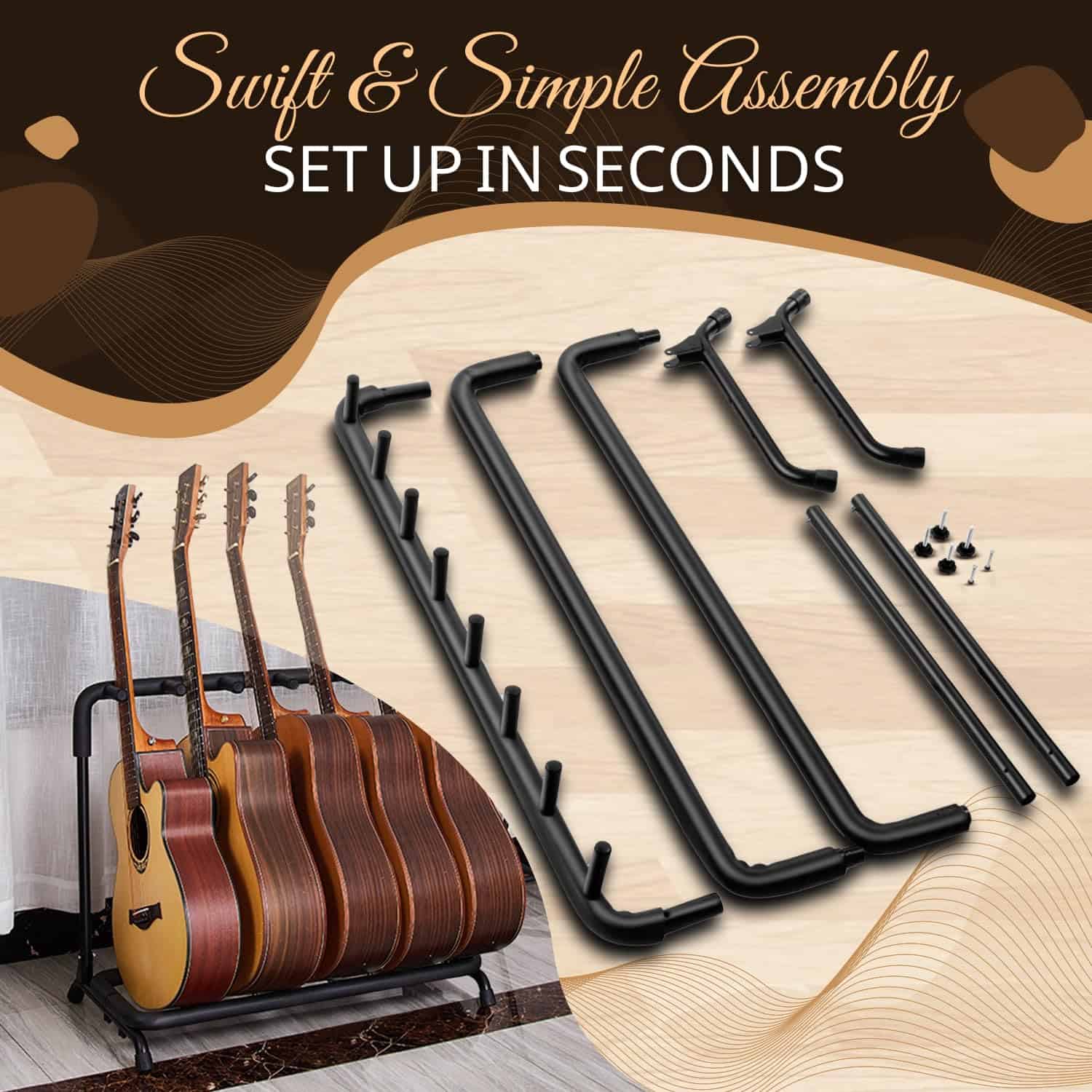 Flexzion 7 Guitar Stand Rack - Soporte de Metal para 7 - Imagen 8