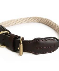 Collar de Perro de Alvalley de Cuerda y Cuero con Hebilla -