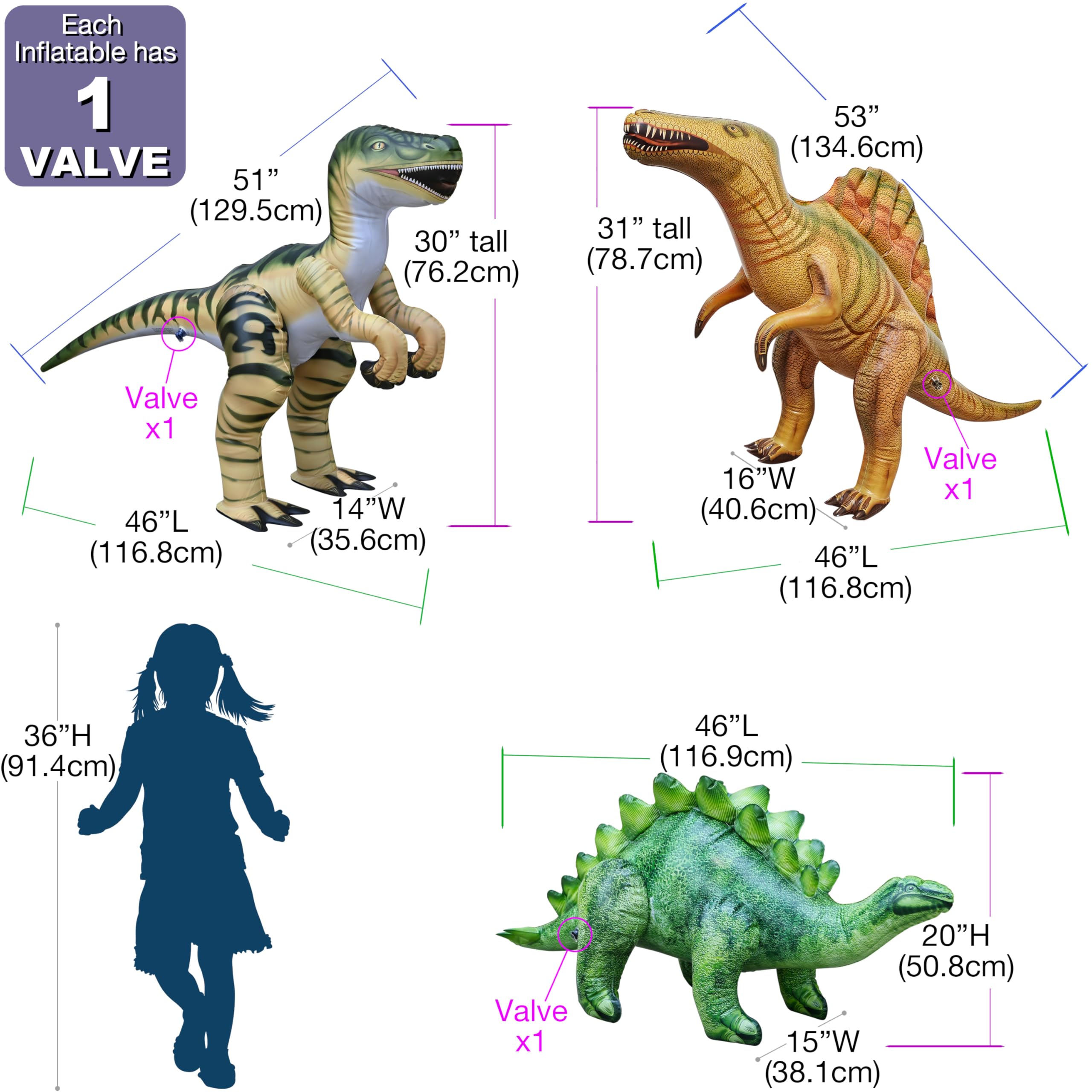 Figuras Inflables de Dinosaurios de Jet Creations - Elige - Imagen 3