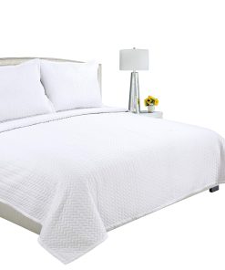 Juego de Colcha Acolchada Bordada Marina Ultra Suave de 3