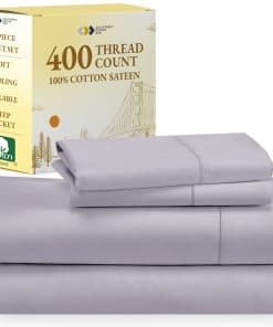 Juego de sábanas 100% algodón California -Gris Lavanda