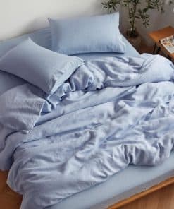 Juego de sábanas de cama de lino orgánico francés lavado de