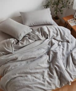 Juego de sábanas de lino francés orgánico -Dove