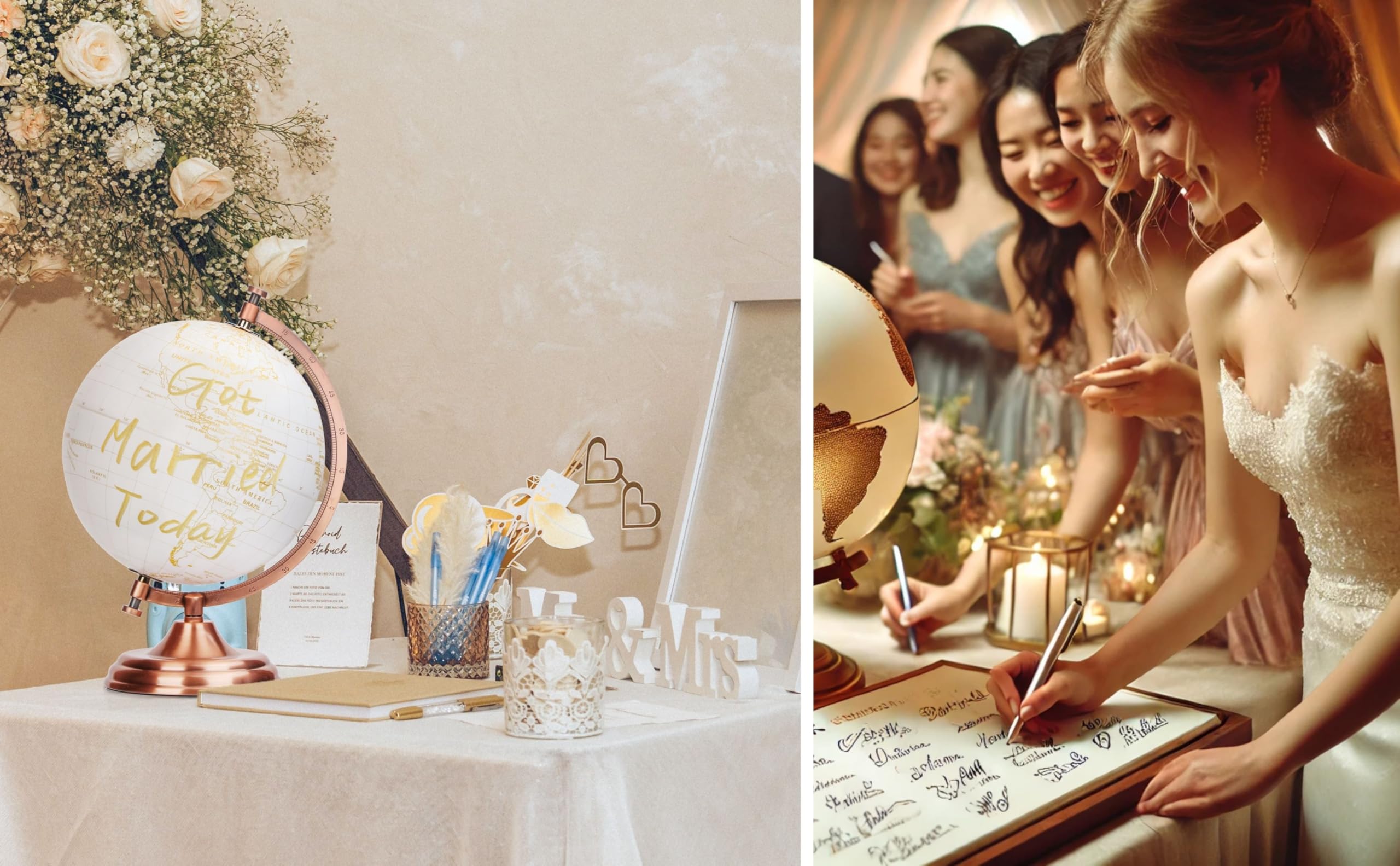 Globo Terráqueo Dorado y Blanco de 8" - Libro de Visitas de - Imagen 7