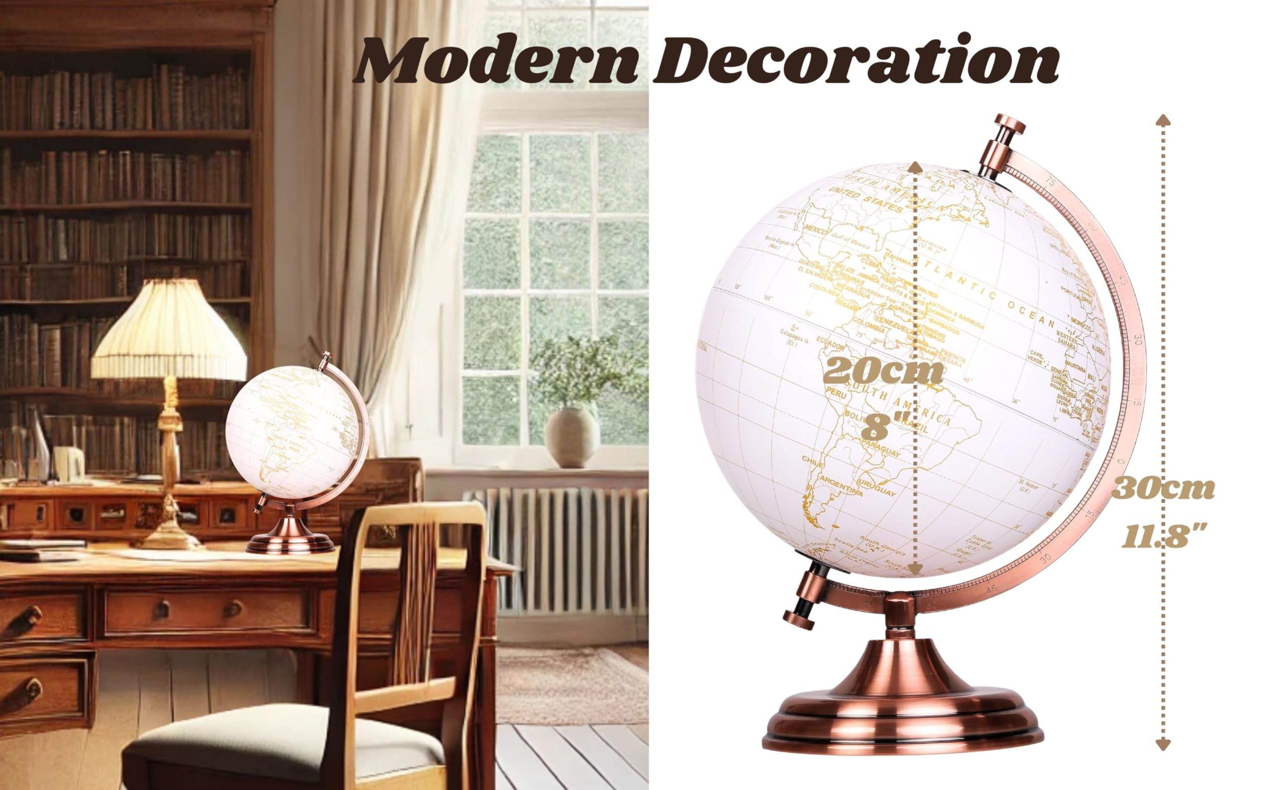 Globo Terráqueo Dorado y Blanco de 8" - Libro de Visitas de - Imagen 3