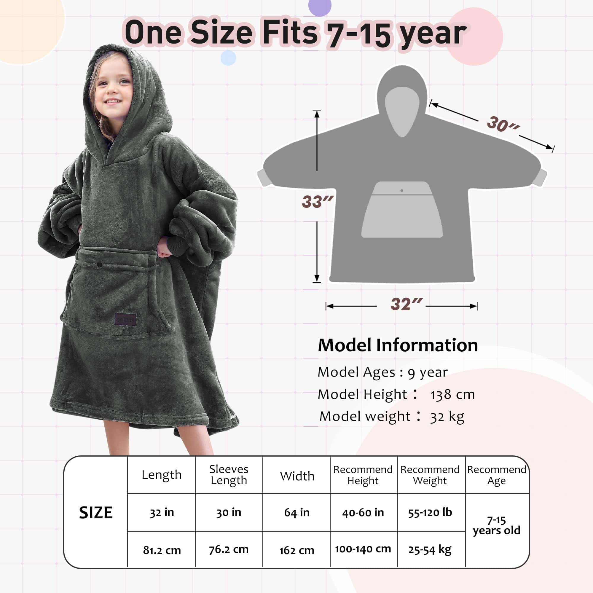 Manta con capucha extragrande Solaris para niños, regalo - Imagen 7