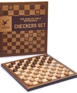 Juego de Ajedrez y Damas de Madera Reversible Husaria -