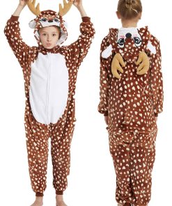 Disfraz de reno para niñas CALANTA Onesie con capucha para