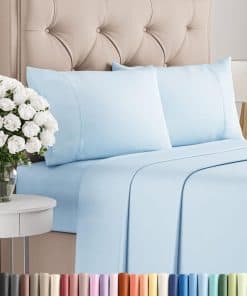 Juego de Sábanas de Algodón de 400 Hilos - -Azul Bebé