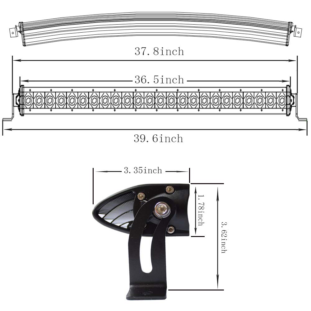 Barra de Luces LED Curva de 36 pulgadas 180W Fila Única - Imagen 3