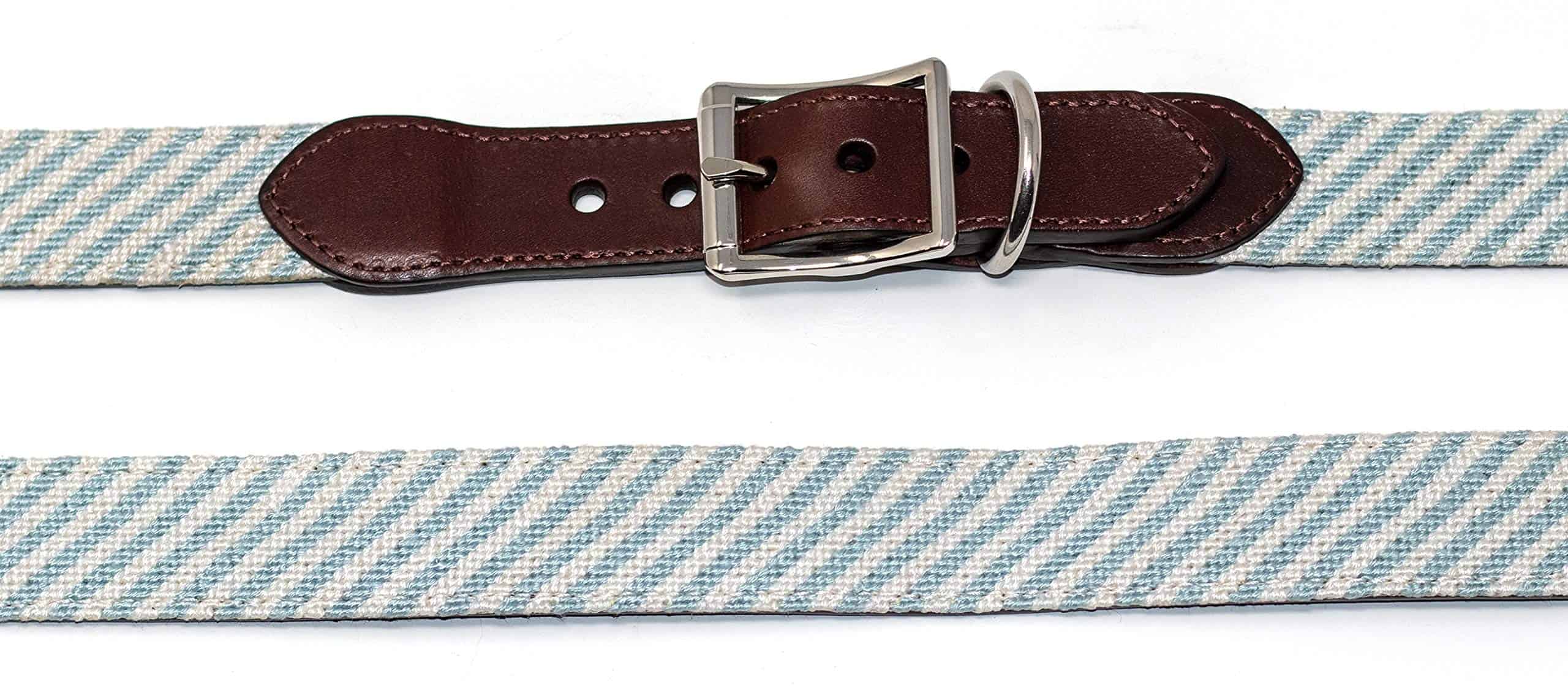Collar de perro de seersucker con respaldo de cuero de - Imagen 5