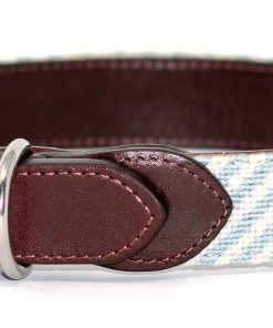 Collar de perro de seersucker con respaldo de cuero de