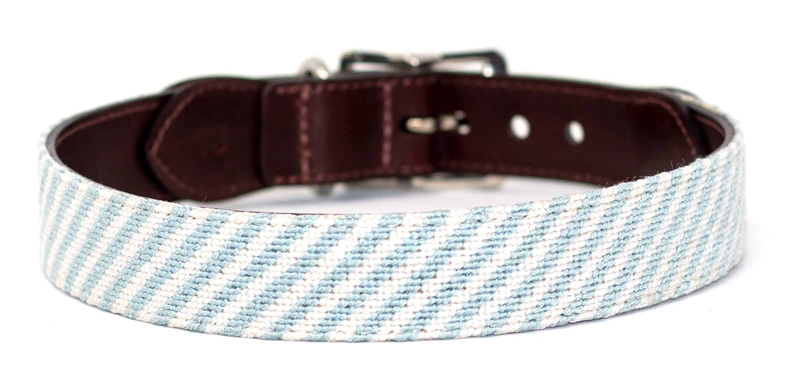 Collar de perro de seersucker con respaldo de cuero de - Imagen 4