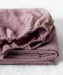 Sábana Ajustable de Lino 100% -Morado