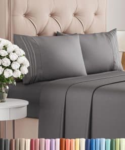 Juego de sábanas Twin XL de 4 piezas - Cómodo, -Gris oscuro