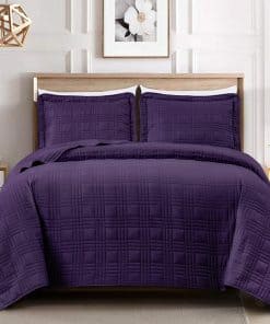 Chezmoi Collection Kingston Juego de Colcha King Size Dark