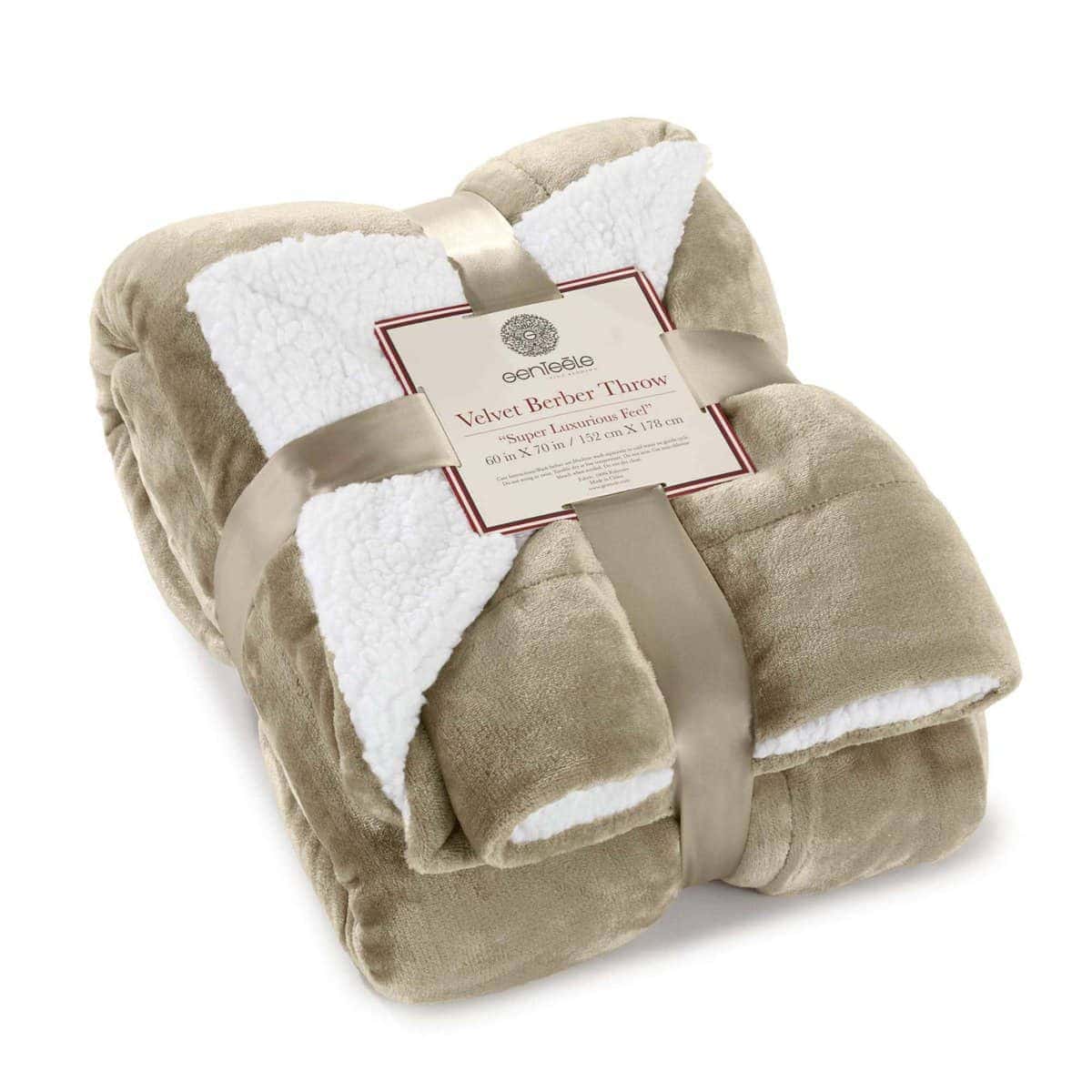 Manta de Sherpa Genteele Super Suave -Taupe / Blanco