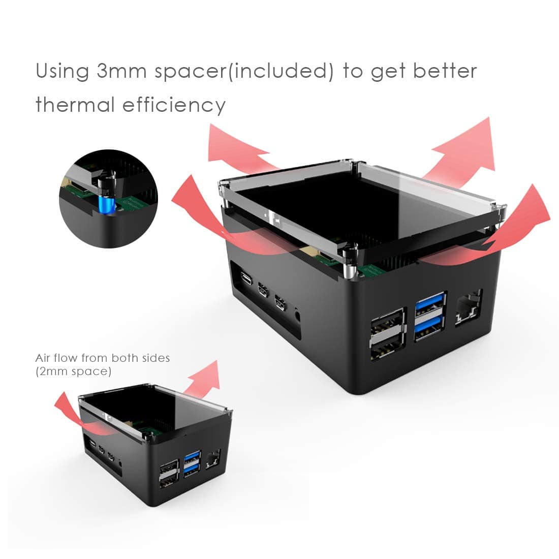 Estuche de aluminio extra alto para Raspberry Pi 4 Model B - Imagen 6