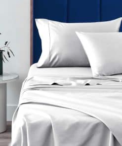 Juego de sábanas de algodón puro de lujo -Blanco