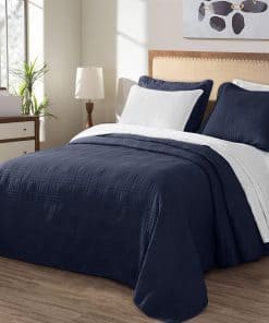 Chezmoi Collection Kingston Juego de Colcha de -Azul Marino
