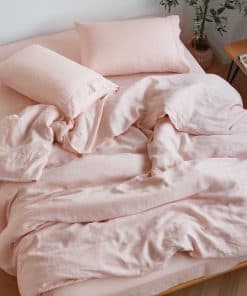 Juego de sábanas de lino francés orgánico -Blush