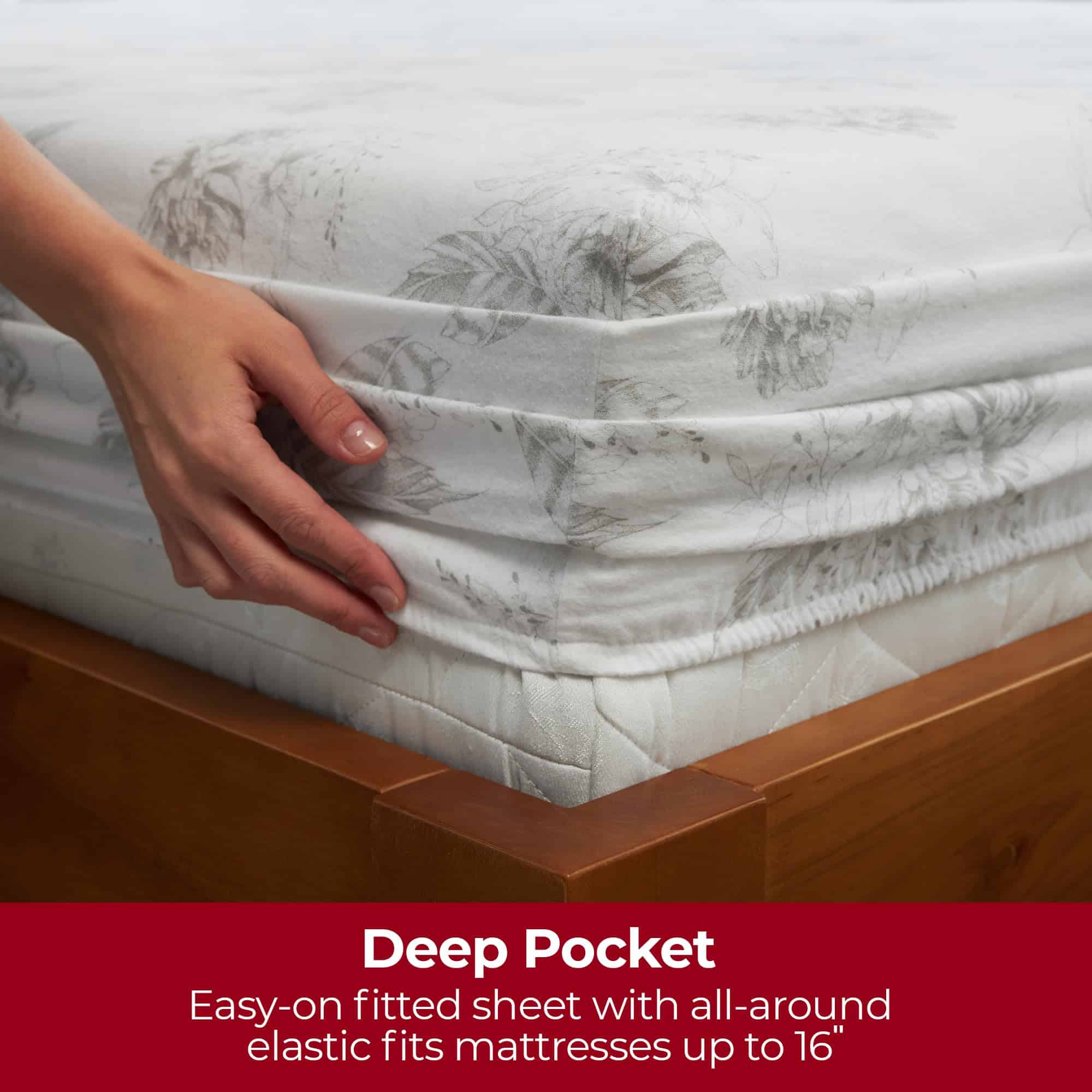 Juego de sábanas de franela Mellanni - 4 -Plumas Florales - Imagen 5