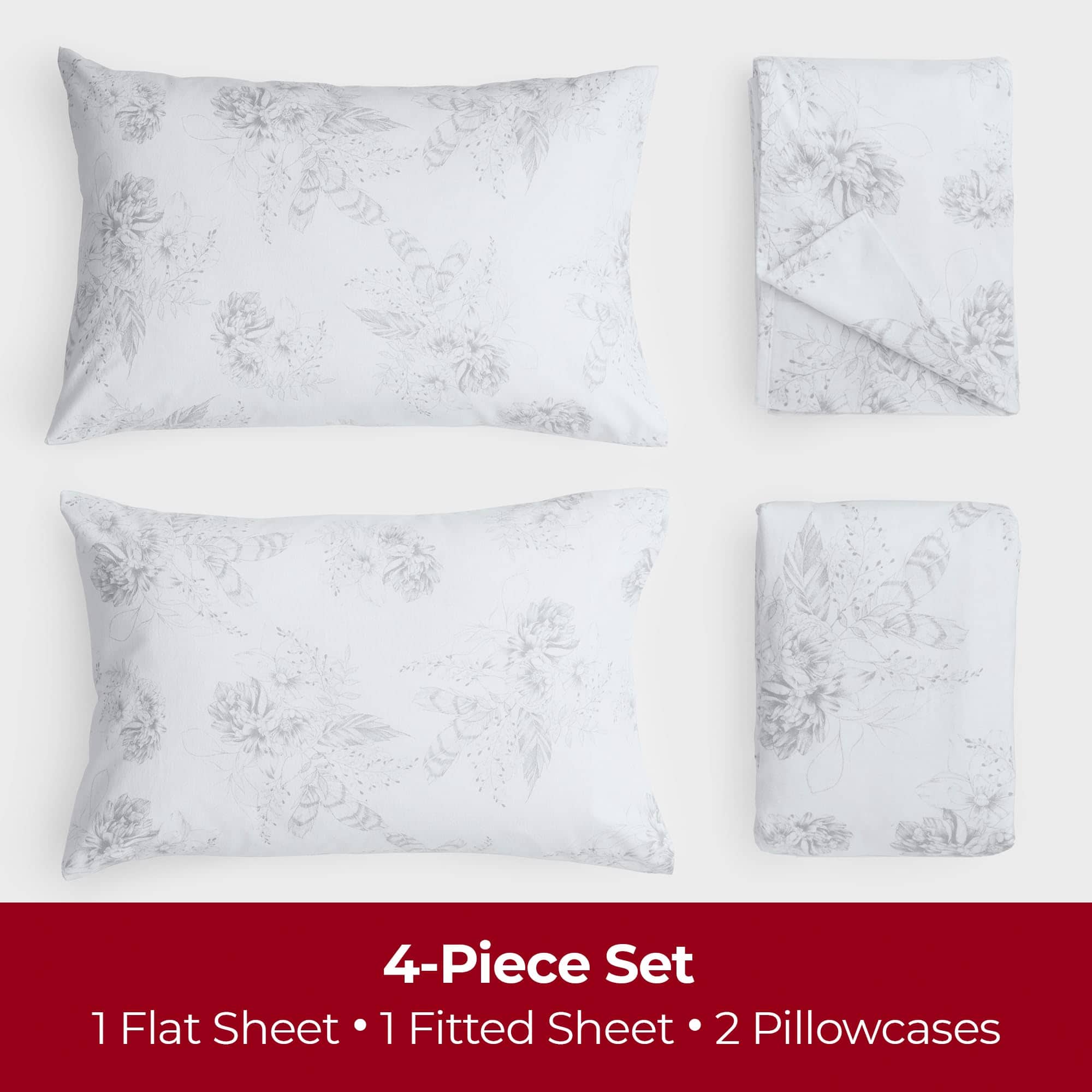 Juego de sábanas de franela Mellanni - 4 -Plumas Florales - Imagen 3