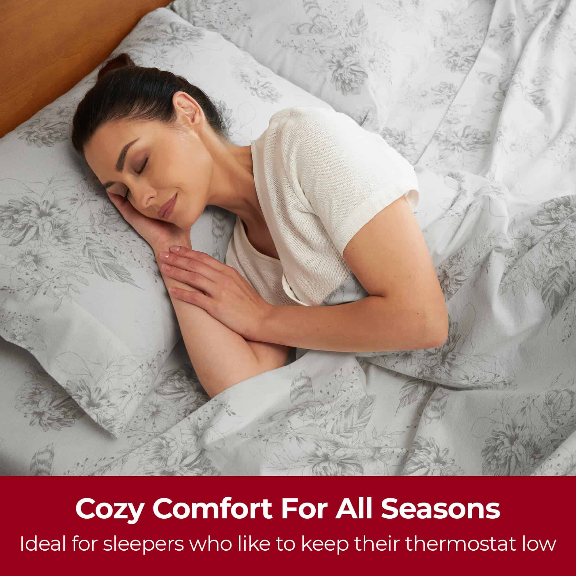 Juego de sábanas de franela Mellanni - 4 -Plumas Florales - Imagen 4