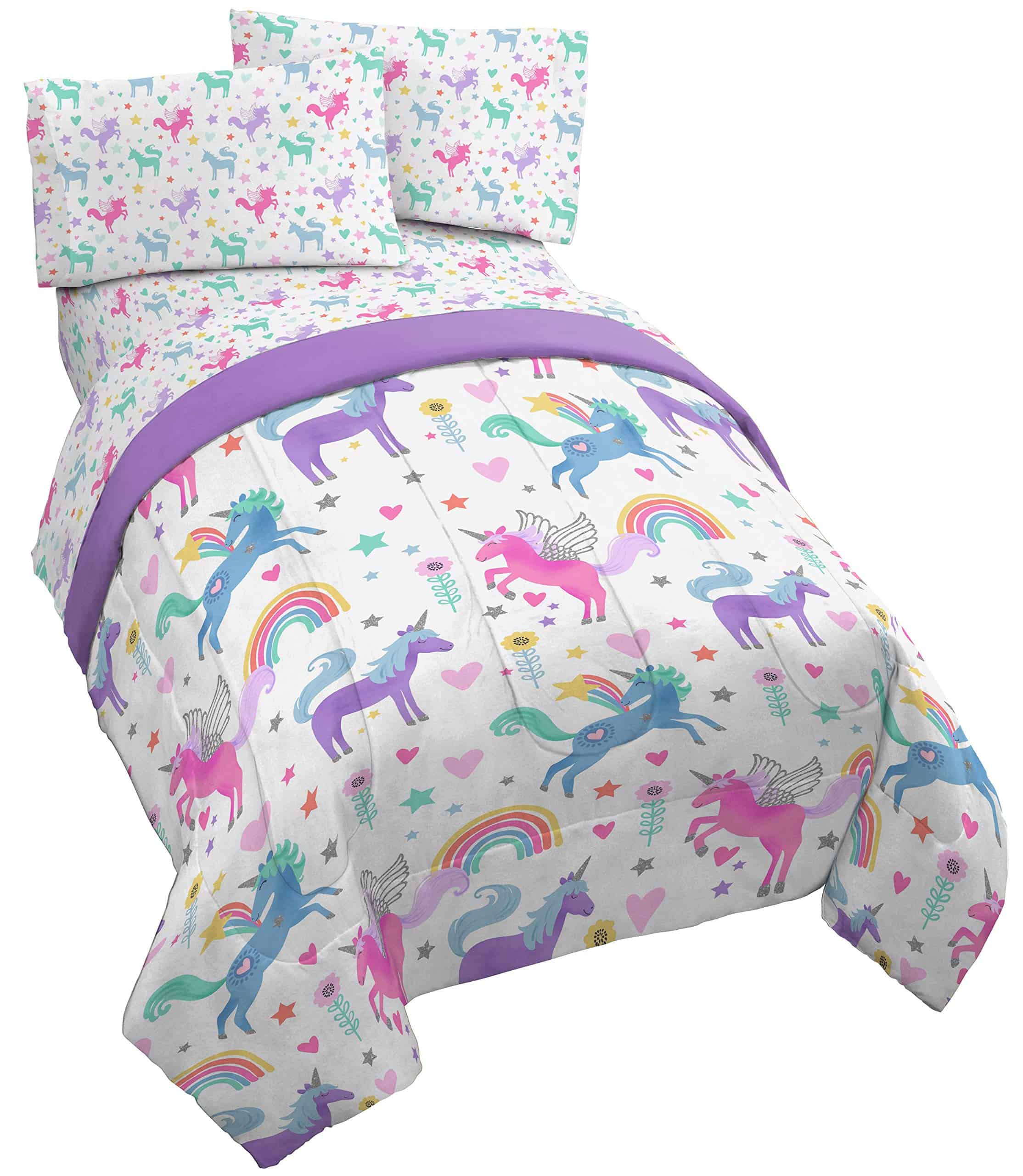Jay Franco Unicorn Rainbow 4 Piezas Juego de Cama Twin -