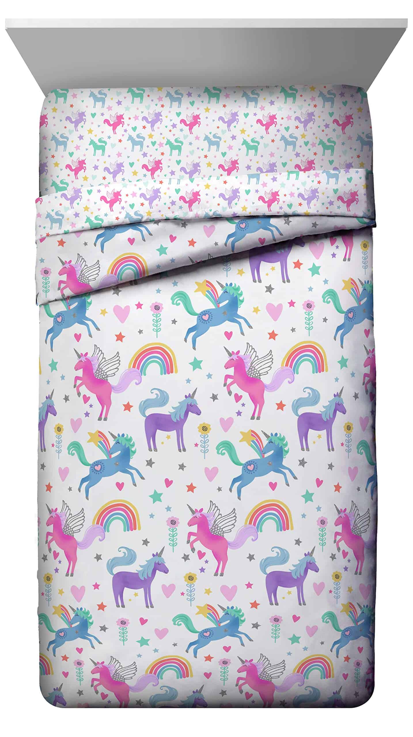 Jay Franco Unicorn Rainbow 4 Piezas Juego de Cama Twin - - Imagen 3