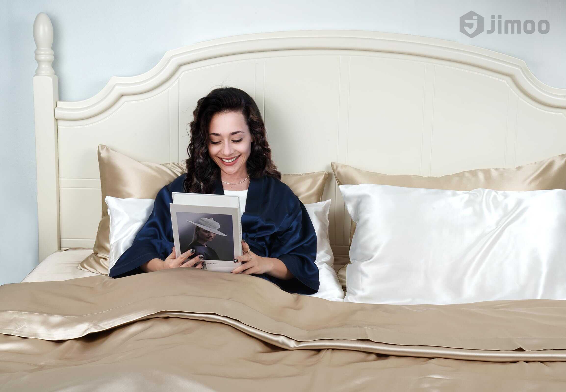 Funda de Almohada 100% Seda de Morera para -Beige - Imagen 4