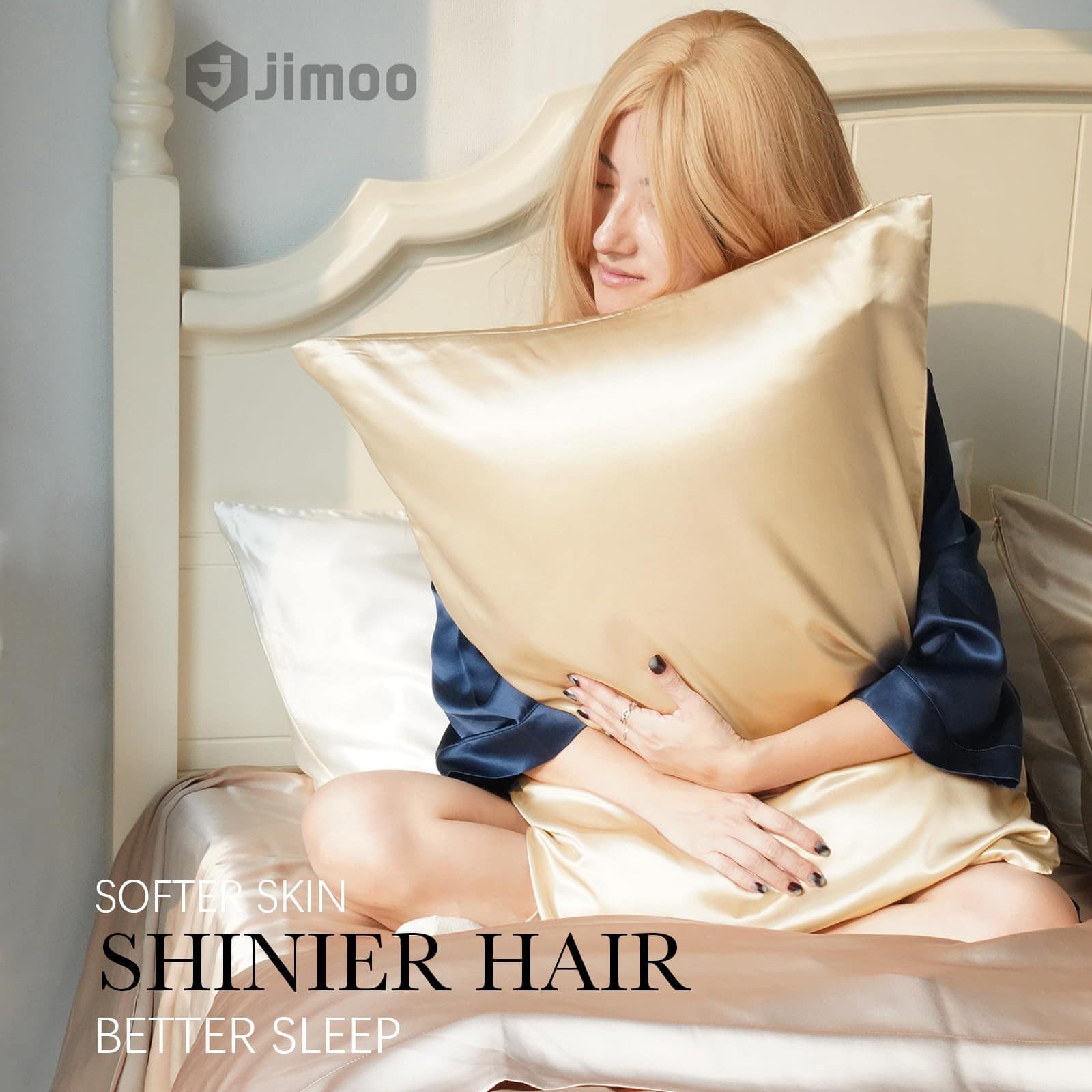 Funda de Almohada 100% Seda de Morera para -Beige - Imagen 3