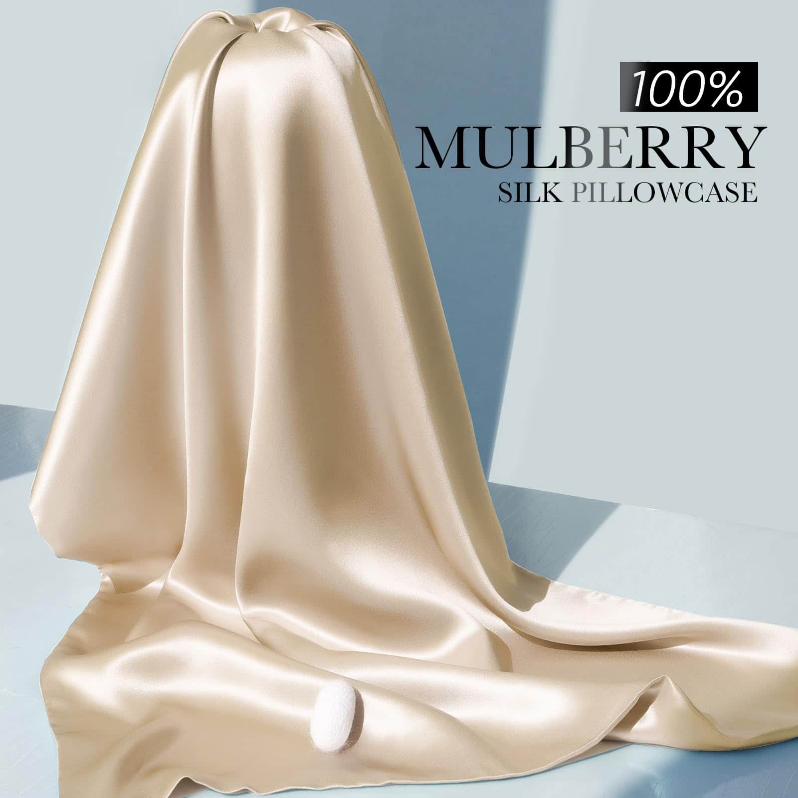 Funda de Almohada 100% Seda de Morera para -Beige - Imagen 5