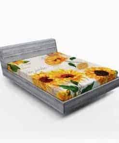 Sábana Ajustable Lunarable Girasol, Flores Románticas en