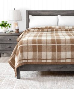 Manta de lana Poyet Motte Rivoli Sólida -Camel/Natural Plaid