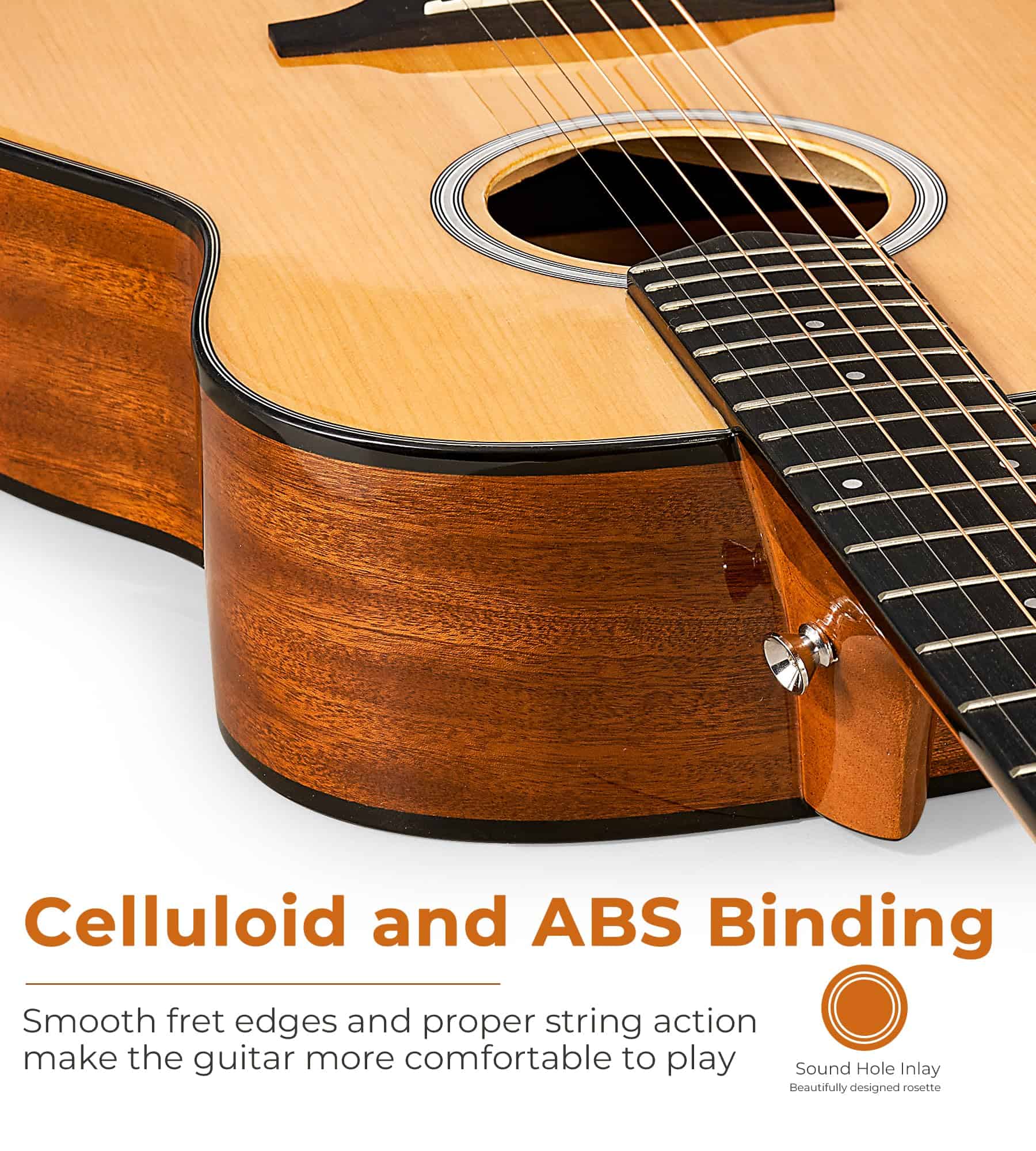 Guitarra Acústica de 3/4 de Cuerdas de Acero Vangoa, 36 - Imagen 5