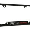 Portaplacas de metal negro recubierto con la marca Ford