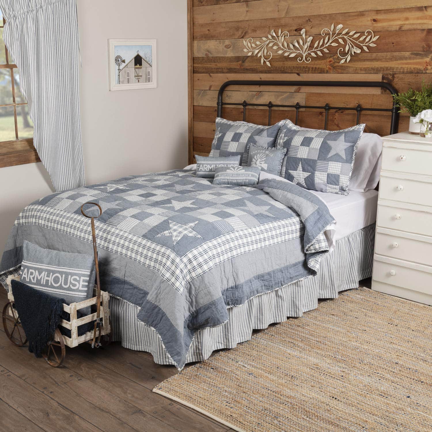 Conjunto de Edredón de Estrella Ninepatch en Azul Denim VHC