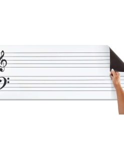 Hoja magnética grande de pauta musical borrable 45.5 x 17"