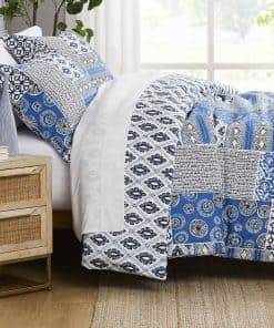 Juego de Funda de Edredón Reversible -Global Patchwork Blue
