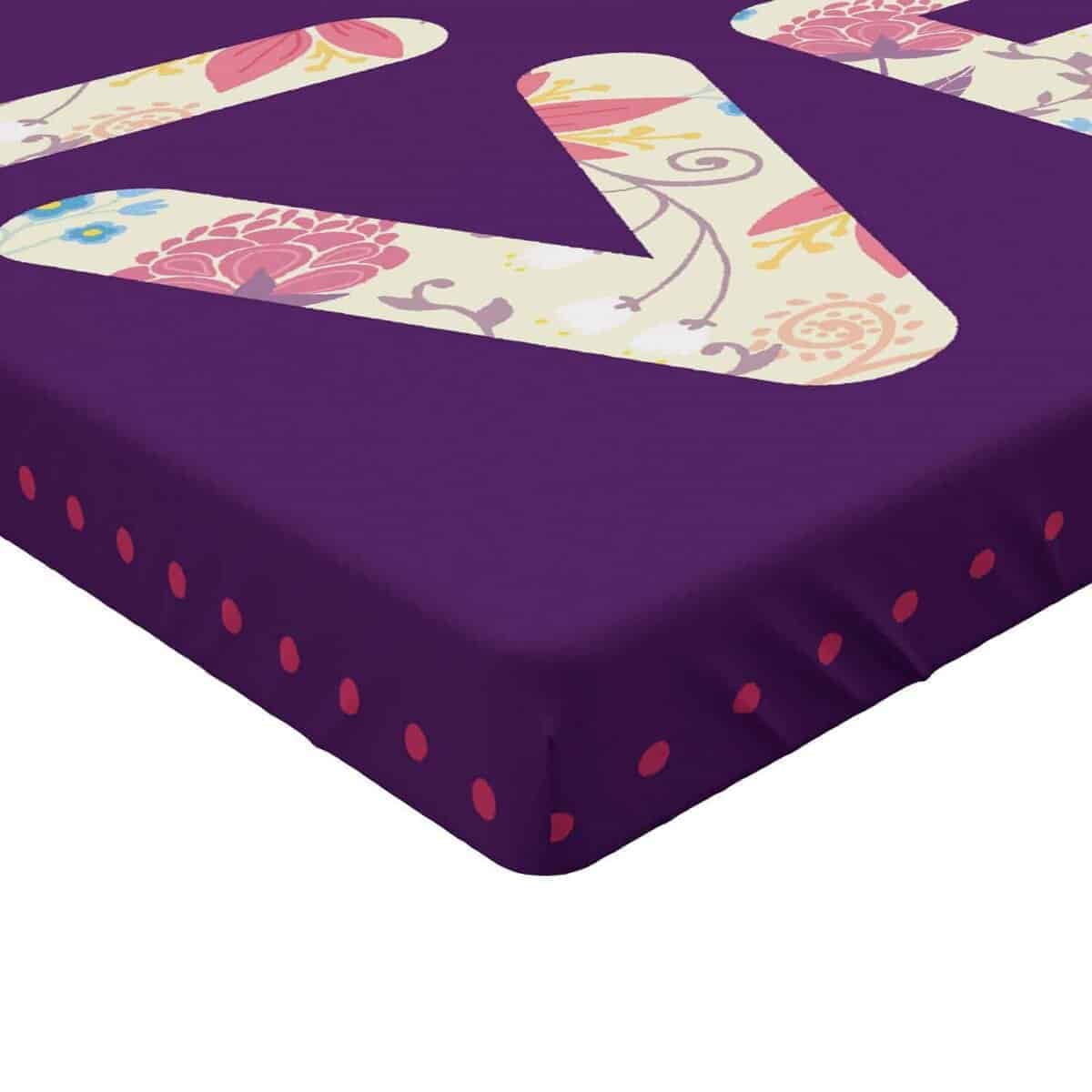 Sábana Ajustable Lunarable Purple Tulip, Letras de Amor con - Imagen 3