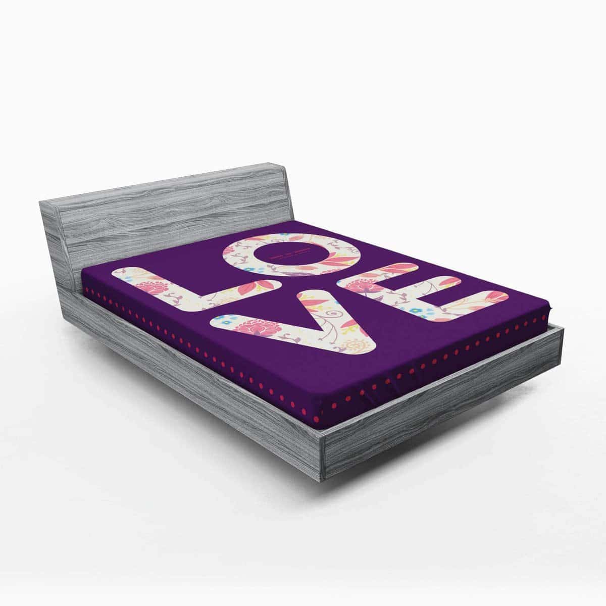 Sábana Ajustable Lunarable Purple Tulip, Letras de Amor con