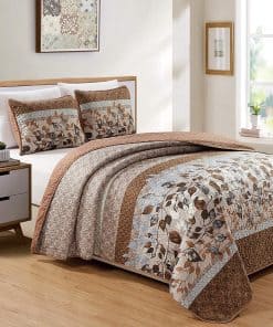 Juego de Colcha Acolchada Reversible de 3 Piezas para Cama