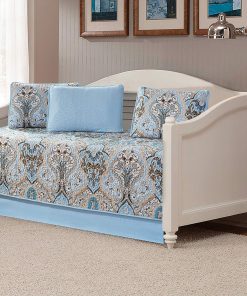 Juego de Colcha Reversible Acolchada de 5 -Azul