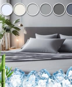 Juego de sábanas de bambú viscosa de seda -Gris