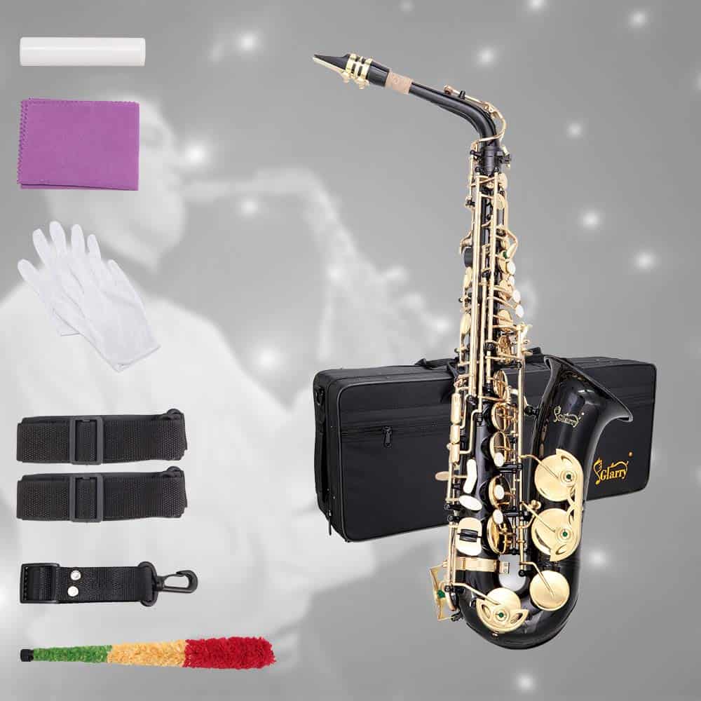 Kit de saxofón Glarry Student Alto Eb E-flat en Oro Lacado