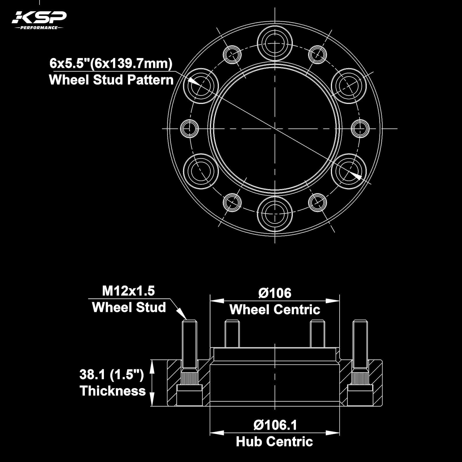 KSP 6X5.5 Separadores de Rueda para Tacoma 4Runner, Kit de - Imagen 3