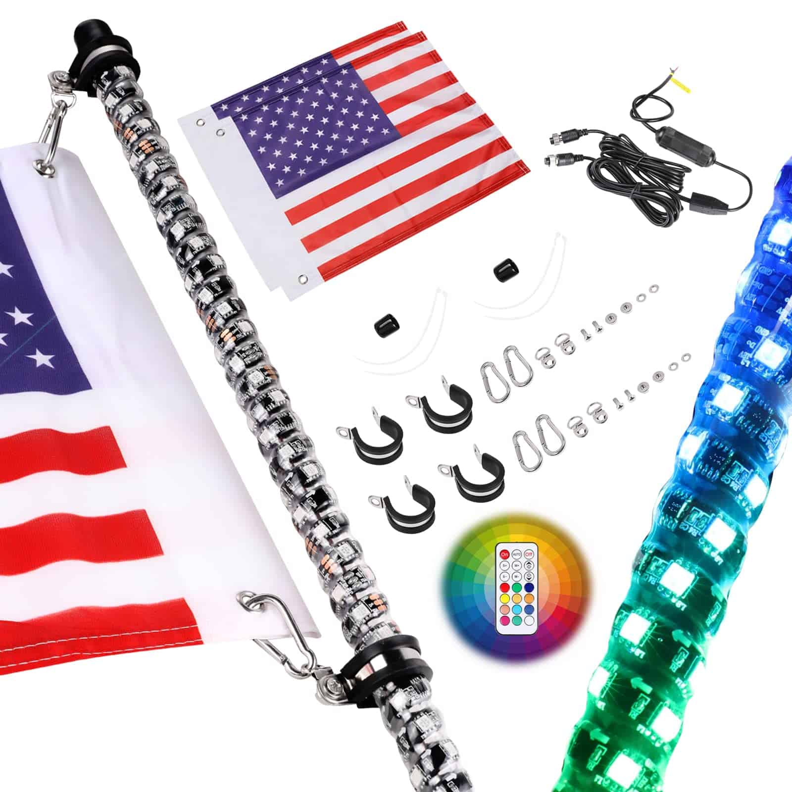 Nirider 2PCS 5ft LED Whip Lights con Banderas Control